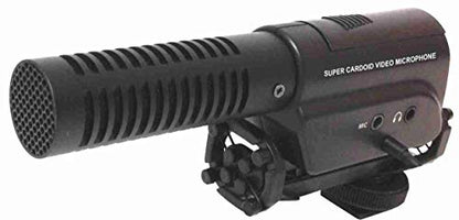 Mini Shotgun Microphone with LED Light and C-Bracket Mount