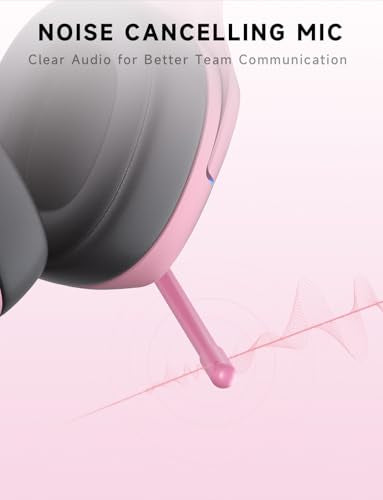 Gvyugke 2.4GHz Wireless Gaming Headsets for PS5, PS4, PC, Switch, BlushPink | Bluetooth 5.3 Gaming Headphones with Noise Canceling Mic, 7.1 Surround Sound, 70H Battery, Blue Lighting - color: Blush Pink