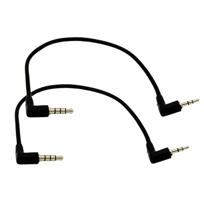 Seadream 2.5mm to 3.5mm Stereo Audio Cable 10inch, 3.5mm 4 Pole to 2.5mm 3 Pole Right Angle AUX Cable, Short Stereo Jack Connector, Black, 2-Pack