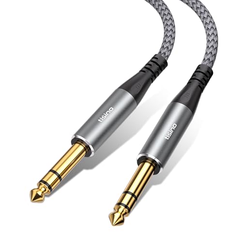 Tisino 1/4" TRS Cable, Balanced Stereo Instrument Guitar Cable, 3.3 FT | 1/4 Male to 1/4 Male Audio Cable for Studio Monitors Mixer Speaker Guitar, 6.35mm Balanced TRS Patch Cord Nylon Braided - size: 1m/3.3ft
