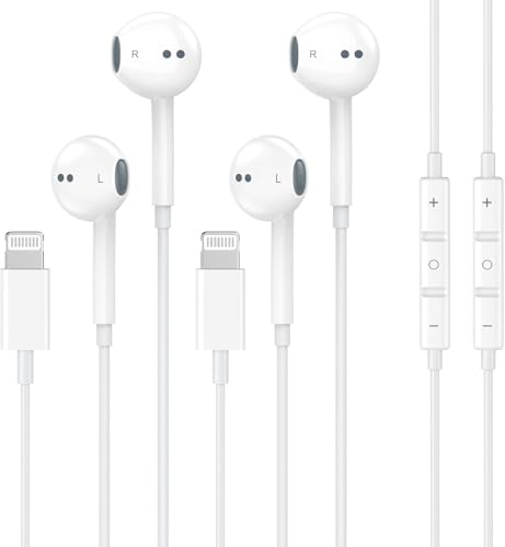 2 Packs-for iPhone 14/13/12/11/XR/XS/X/Pro/Pro Max Headphones Wired Earbuds | Nosie Reduction Built-in Microphone & Volume Control Headsets Compatible with iPhone 14/13/12/11/XR/XS/X/8/7/SE/Pro/Pro Max