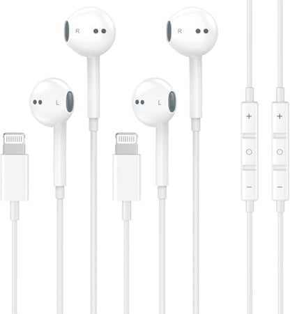 2 Packs-Wired Headphones Earbuds for iPhone 14/13/12/11/XR/XS/X/SE/Pro Max | with Reduction Built-in Microphone & Volume Control Earphones Compatible with iPhone 14/13/12/11/XR/XS/X/8/7/SE/Pro/Pro Max