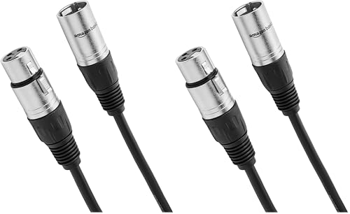Amazon Basics XLR Male to Female Microphone Cable for Recording Studio, Speaker or PA System, All Copper Conductors, 3-Pin, Shielding, 6MM PVC Jacket, 25 Foot, Black (Pack of 2) - size: 25 Feet (Pack of 2), style: 1-Pack