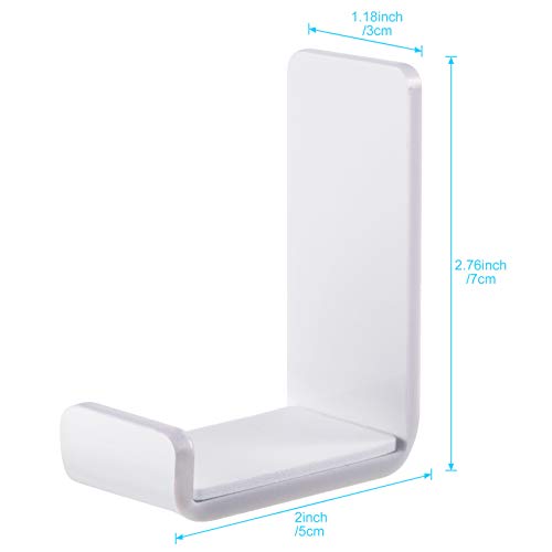 Weewooday 4 Pieces Headphone Hanger Headset Stand Holder, White | Adhesive Wall Mount Headphone Hook under Desk Acrylic Gaming Earphones Hanger for Earphone Controller - color: White