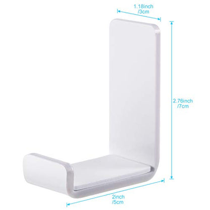 Weewooday 4 Pieces Headphone Hanger Headset Stand Holder, White | Adhesive Wall Mount Headphone Hook under Desk Acrylic Gaming Earphones Hanger for Earphone Controller - color: White