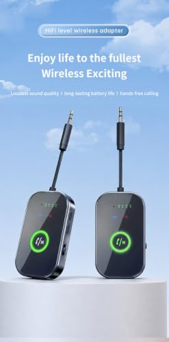 Lihuosheng 2 in 1 Bluetooth 6.0 Transmitter Receiver AUX Wireless Audio Adapter for Car TV Airplane, Hands-Free Calling, HiFi Sound, Long Battery Life
