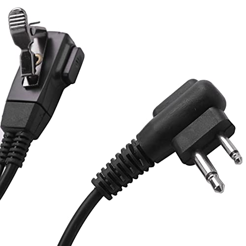 2 Pin Advanced D Shape Clip-Ear Ptt Headset Earpiece Mic 2 Way Radios GP88S GP300 GP68 GP2000 GP88 GP3188 CP040 CP1200 A8 A6 A10 A12, Black