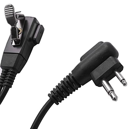 2 Pin Advanced D Shape Clip-Ear Ptt Headset Earpiece Mic 2 Way Radios GP88S GP300 GP68 GP2000 GP88 GP3188 CP040 CP1200 A8 A6 A10 A12, Black