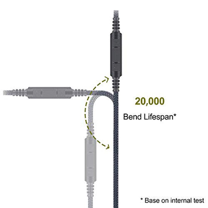 Audio Replacement Cable with in-Line Mic Remote Volume Control Compatible with Sennheiser PXC550, PXC480 Headphones, Audio Cord Compatible with Samsung Galaxy Huawei Android - color: Grey-Android-3.5mm