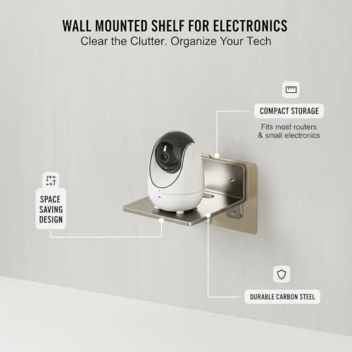 Audio-Visual Shelf, 13-Inch Carbon Steel Wall Mount for Routers and Modems, Compact Floating Storage for Home Office and Living Room Electronics