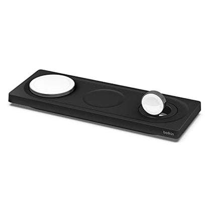 Belkin MagSafe 3 in 1 Wireless Charging Pad, Fast Charger (Renewed) | Apple Watch, iPhone 17/16/15/14, AirPods compatible, fast charging, certified refurbished, multi-device, Magnetic - color: Black, style: Certified Refurbished