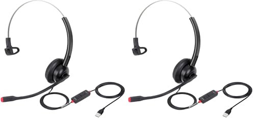 USB Headset with Microphone for PC Laptop Computer Headphone Noise Cancelling Mic for Home Office Online Class Skype Zoom (Pack of 2) - size: H360M (Pack of 2)