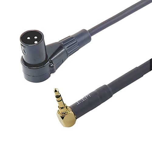 WJSTN Right Angle 3.5mm (1/8 Inch) TRS to XLR Male Stereo Audio Cable, 6in Balanced Audio Cord for Mic, Camera, Mixer