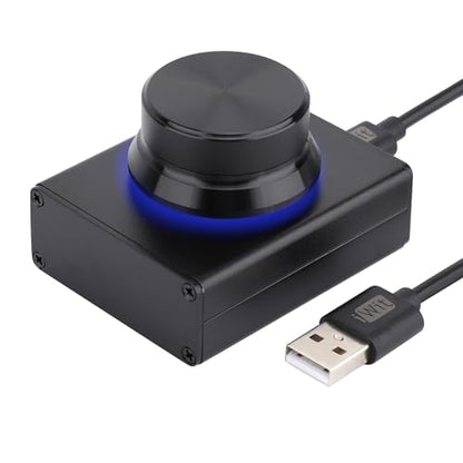 DROK USB Volume Knob, Small PC Computer Speaker Volume Control Audio External USB Volume Control Knob with 1-Key Mute Function Support Win7 8 10 XP Mac Vista Android, Black - color: Black, size: Small/Programmable