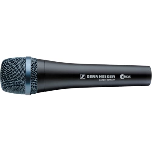 Sennheiser e 935 Wired Professional Cardioid Dynamic Handheld Vocal Microphone with Clip - Bundle with H&A Tripod Stand Telescoping Boom, 25' XLR M to F Cable | Cardioid dynamic microphone with tripod stand and XLR cable for live performance, studio recor