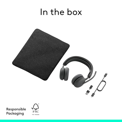 Logitech Zone Wireless 2 ES for Business Headset - Teams - Graphite | Adaptive Hybrid ANC, Bluetooth, USB-C & USB-A, Microsoft Teams Certified, ideal for Business, Noise-Canceling - color: Graphite, style: Wireless 2 ES