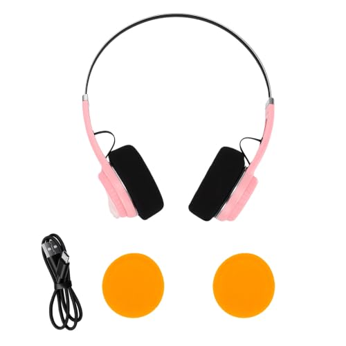 Wireless Retro Headphone, Bluetooth 5.3 On Ear Headset with 40H Playtime, Foldable Gaming Headphones for Travel, Classic Stereo Retro Headset for Adults (Pink) - color: Pink