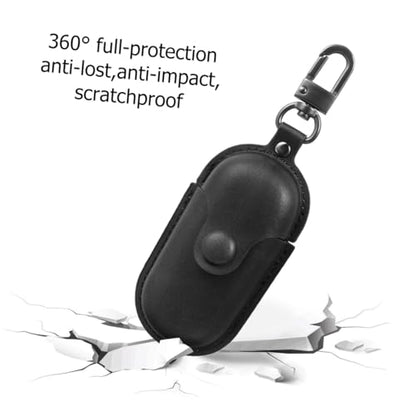 Waterproof Earphone Case for Earbuds, Anti-Lost Portable Earbud Holder with Scratch-Proof, Dustproof Chic Cover in Crazy Horse Black for Travel and Daily Use