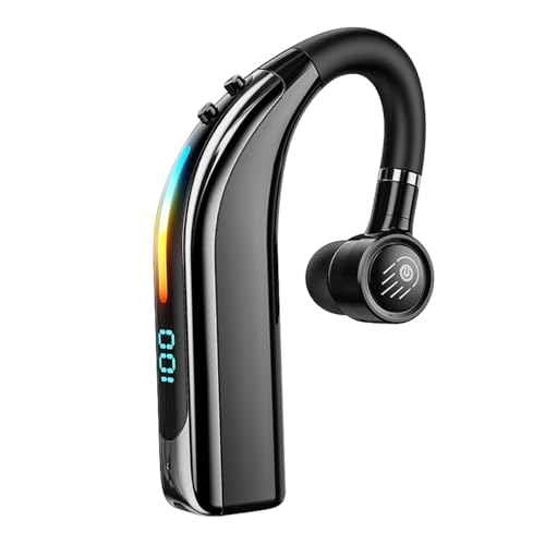 Single Ear Wireless Bluetooth Phone Earpiece Hands free Bluetooth Headset with Microphone Waterproof Earphones One Ear Noise Cancelling Ear Piece Handsfree Wireless Headset with Mic for Work Driving