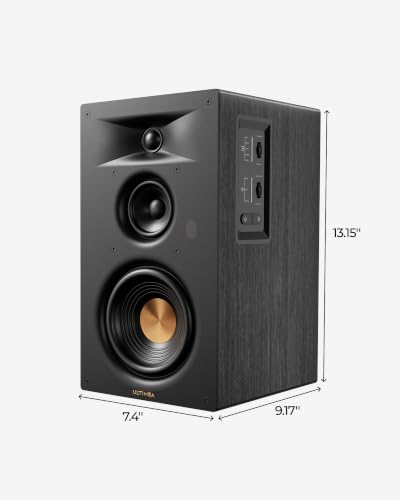 ULTIMEA 3-Way Powered Bookshelf Speakers for TV, Music, Record Player, BS-3 | RCA Input, 70W RMS, 5.25" Woofer, HDMI ARC, Bluetooth 6.0, Auracast, SUB OUT, App EQ, Clear Dialogue, Deep Bass, Clear Highs