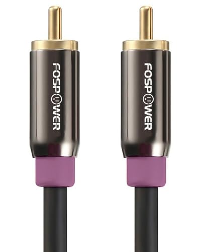 FosPower Subwoofer Cable (35ft FT) RCA to RCA Audio Stereo Cable, Male to Male - Dual Shielded Cord | 24K Gold Plated Connector | Corrosion Resistant | Clean Sounding Signal - size: 35 Feet