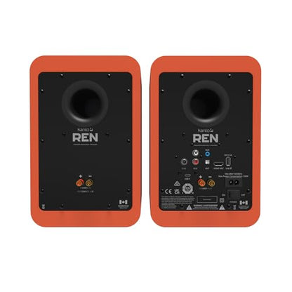 Kanto REN MO Bluetooth Powered Bookshelf Speakers - Matte Orange Pair S6W Angled Desktop Speaker Stands for Large Speakers - White Pair (2024) - size: RENMO, style: S6W