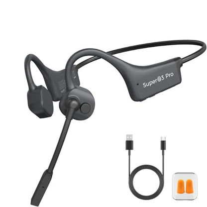 Bone Conduction Bluetooth Headphones with ENC Boom Mic Wireless Computer Headsets with Mic Noise Canceling Open Ear 8H Playtime Multi-Device Pairing for Sports Work Driving Study - color: Dark Grey