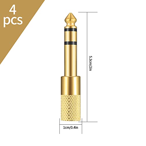 4 Pcs 6.35mm (1/4 inch) Male to 3.5mm (1/8 inch) Female Stereo Headphone Adapters, 3.5mm/1/8'' Female to 6.35mm/1/4'' Male Stereo Audio Adapter Jack Plug for Headphone, Gold Plate