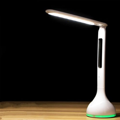 IHAO 7-Color Gradient Ambient Desk Lamp with LED Display Eye-Caring LED Table Lamp with Calendar, Temperature Display, Multi-Angle Adjustable Modern Office Lamp for Home & Office T19A White - color: Table Lamp T19A White
