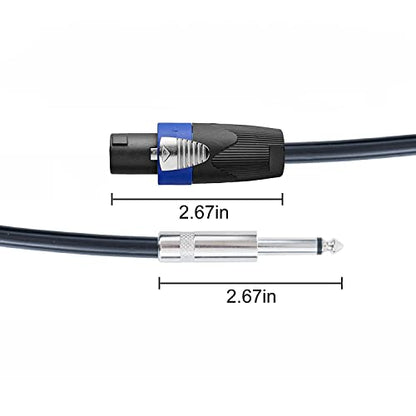 2PCS 100 Feet 12 Gauge SpeakON to 1/4 Inch Male Speaker Cables - 100ft 12AWG SpeakON to 1/4 Stereo Audio Interconnect Cords - 2 Pack - size: 100 Feet