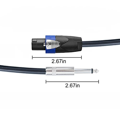 2PCS 30 Feet 12 Gauge SpeakON to 1/4 Inch Male Speaker Cables - 30ft 12AWG SpeakON to 1/4 Stereo Audio Interconnect Cords - 2 Pack - size: 30 Feet