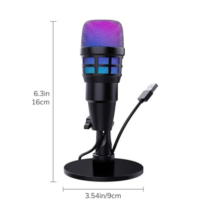 USB Condenser Microphone with Noise Reduction,USB Microphone for Pc,Mount Desk Podcast Mic for Streaming, Podcasting, Vocal Recording,Compatible with Laptop, Desktop, Gaming