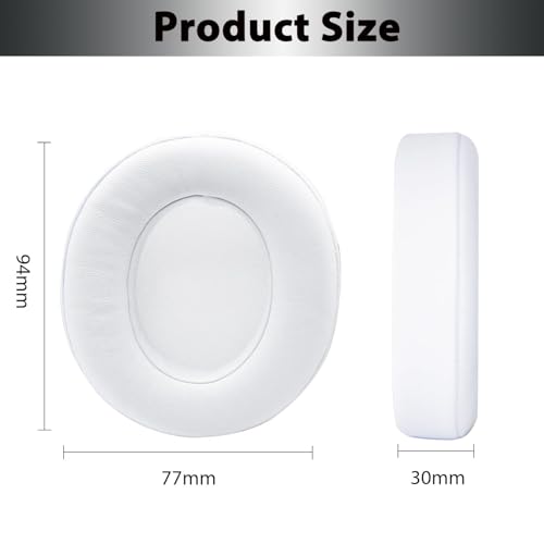 Adhiper Studio 3 Replacement Earpads Ear Cushions Pads Muffs Compatible with Studio 2 Studio 3 B0500 B0501 Wired Wireless Over-Ear Headphones (White) | Soft Protein Leather & Memory Foam Earpad Replacement, Ear Cushions Fit Studio3 & Studio2, Replace Peel
