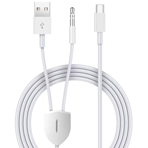 USB C to 3.5mm Aux Audio Cable, 2 in 1 USB C to 3.5mm Car Stereo Aux Headset Jack Cable with PD 18W USB C Charging Compatible with iPhone 17/16/16e/15 Plus/Pro Max/Air, Galaxy S25/S24/S23, Pixel 9/8 - color: White