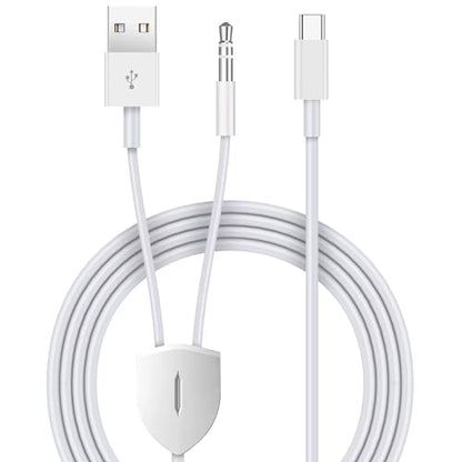 USB C to 3.5mm Aux Audio Cable, 2 in 1 USB C to 3.5mm Car Stereo Aux Headset Jack Cable with PD 18W USB C Charging Compatible with iPhone 17/16/16e/15 Plus/Pro Max/Air, Galaxy S25/S24/S23, Pixel 9/8 - color: White