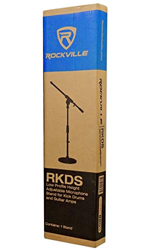Rockville Desktop Microphone Stand for Podcast Recording & Studio with Round Base and Boom Arm