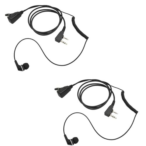 Walkie Talkie Headset with Mic Bulk 2 Pack Small Ears Ear Piece Earpiece Wired Earbud In-Ear Earphone for Baofeng Kenwood Retevis Samcom 2 Pin K Head Intercom Radios