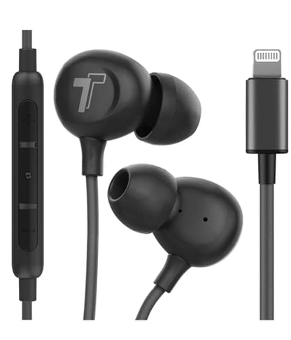 Thore Compatible with iPhone Earbuds (Apple MFi Certified) Lightning Connector in-Ear Earphones (V60) Wired Headphones with Microphone for iPhone 14 Pro Max/13/12/11/XR/Xs - Black - color: Black