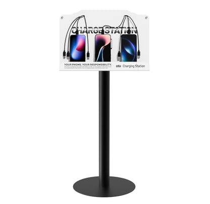 Floor Standing Cell Phone Charging Station with Fast Charigng Cables – 8 Device Charging Dock for Office, Hotel & Public Spaces | Compatible with iPhone ipad Smartphone Tablets Android Port (White) - color: White