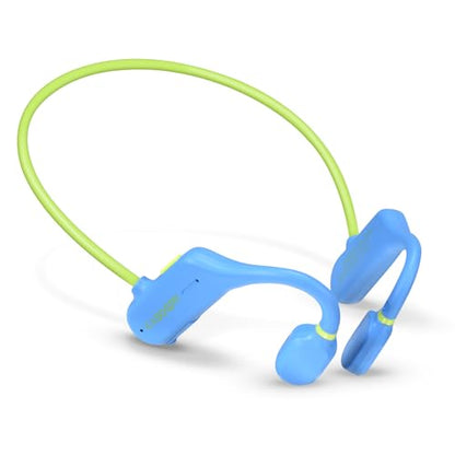 Kids Headphones, Wirelss 5.3 Air Conduction Open Ear Headphones Lightweight Kids IPX5 Waterproof with Microphone for School, Home and Outdoor-Blue