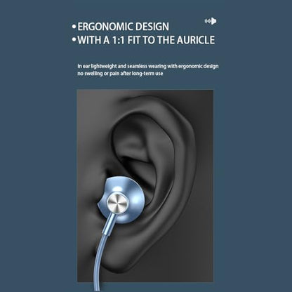 Wired in-Ear Headphones with Mic, HiFi Stereo 3.5mm for iPhone Android | Wired Headphones - in-Ear with Mic HiFi Stereo Sound Volume Control 3.5mm Jack for iPhone Android Tablets - color: Blue (3.5mm Jack)