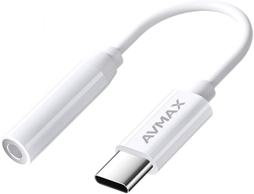 AVMAX USB C to 3.5mm Audio Headphone Adapter HiFi,Type c to Aux Female Cable for 16 15 Plus, S24 S23 S22 S21 S20 and More Type c Devices (Classic White1) - style: Classic White1