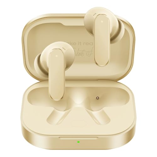 realme Buds Air 8 in-Ear Wireless Earbuds, 55dB ANC, 58Hrs Playtime, Hi-Res LHDC, 360° Spatial Audio, 45ms Low Latency, IP55, BT v5.4 (Gold) - color: Gold