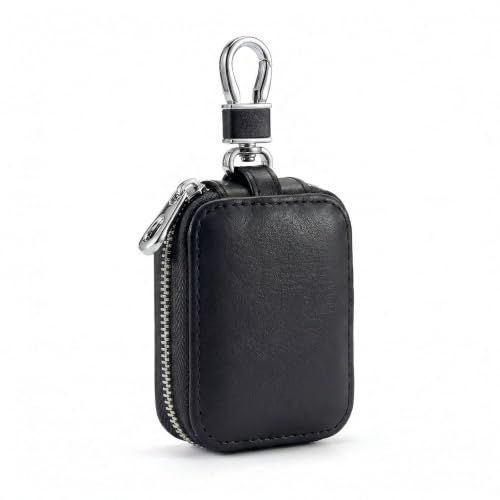 1 Pack Earbud Case Pouch, Headphone Carrying Case, Black | PU Leather Organizer Bag with Keychain, for Earphones, USB Cables, Chargers, Coins, SD Cards, Flash Drives - color: A2-Black