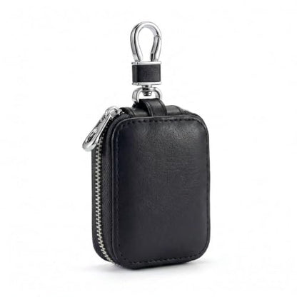 1 Pack Earbud Case Pouch, Headphone Carrying Case, Black | PU Leather Organizer Bag with Keychain, for Earphones, USB Cables, Chargers, Coins, SD Cards, Flash Drives - color: A2-Black