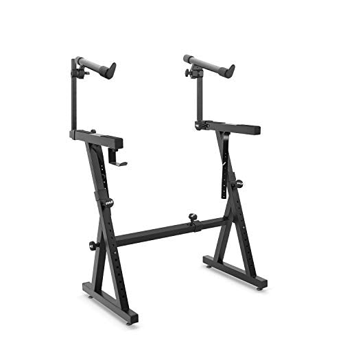 PYLE Heavy-Duty Multi-Functional Music Stand - Z Style & Portable, 2nd Tier, Height & with Adjustment, Digital Keyboard Stand, Rack Case w/Ergonomic Design, for Home Studio etc. - Pyle PKST2TZ , black - style: Two Tier