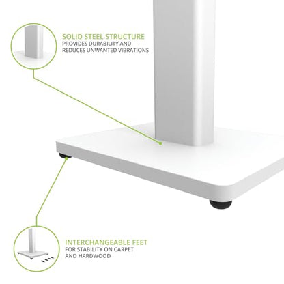 Kanto ST34 34” Universal Floor Speaker Stands for Bookshelf Speakers up to 30 lbs | Improved Sound | Hidden Cable Management | Timeless Design | Pair | White w/White MDF Base - size: 34 Inches- White