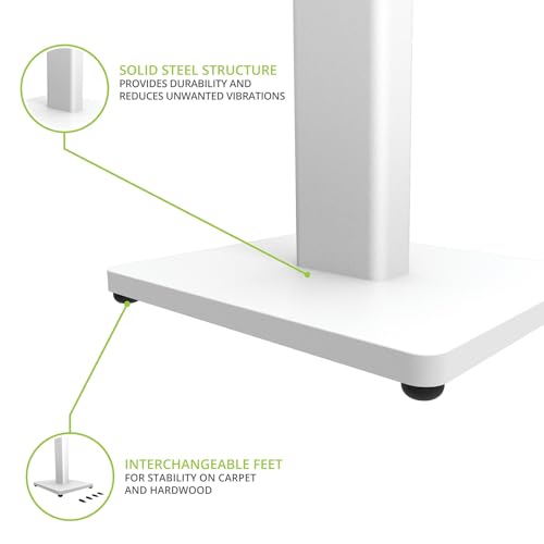 Kanto ST34 34” Universal Floor Speaker Stands for Bookshelf Speakers up to 30 lbs | Improved Sound | Hidden Cable Management | Timeless Design | Pair | White w/White MDF Base - size: 34 Inches- White