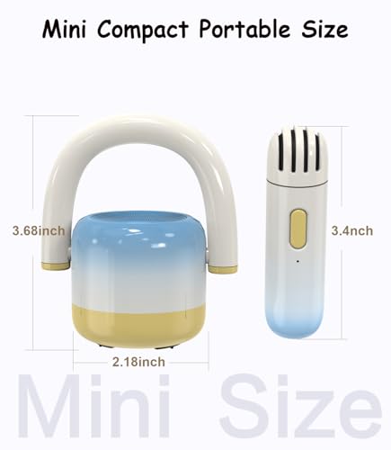 EWA Portable Mini Metal Karaoke Machine, Bluetooth Karaoke Speaker with 2 Wireless Microphones, Ideal Gifts for Girls Boys Family Home Party Birthday Christmas Toys Gifts-(Blue) - color: Blue