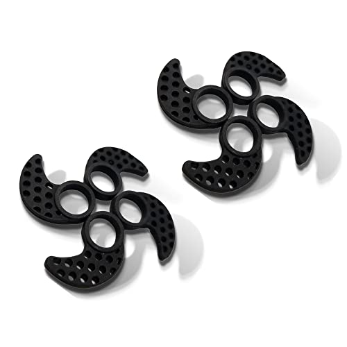 4 Pairs Anti-Slip Ear Fins - Ear Hooks Replacement for jaybird X2 X3, jaybird Blue Bud X, Aukey Latitude Ear Buds, Qy7 QY8 Earphones, MPOW Swift Earphones - color: Black/Small
